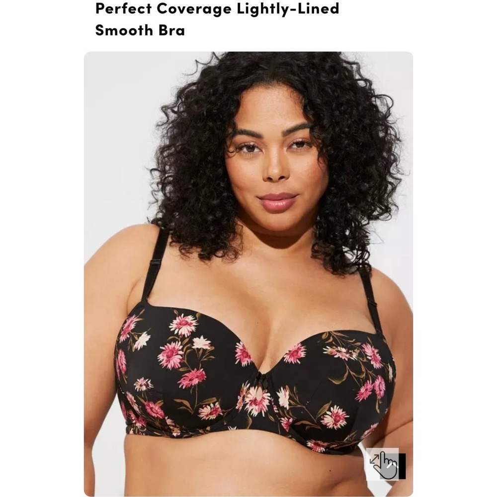 Torrid Curve Lightly Lined T-Shirt Bra Size 40DDD Black Floral Full Coverage‎